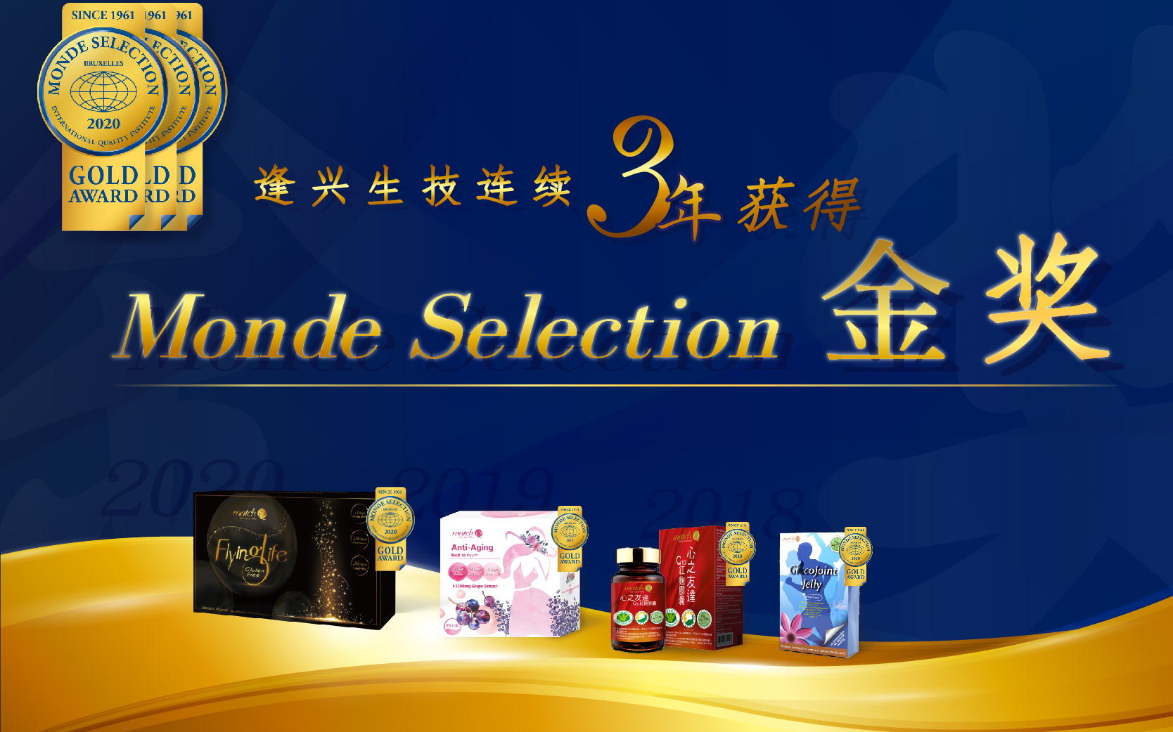 2020 Monde Selection世界質量評鑒大賞出爐，逢興生技連續3年獲得金獎